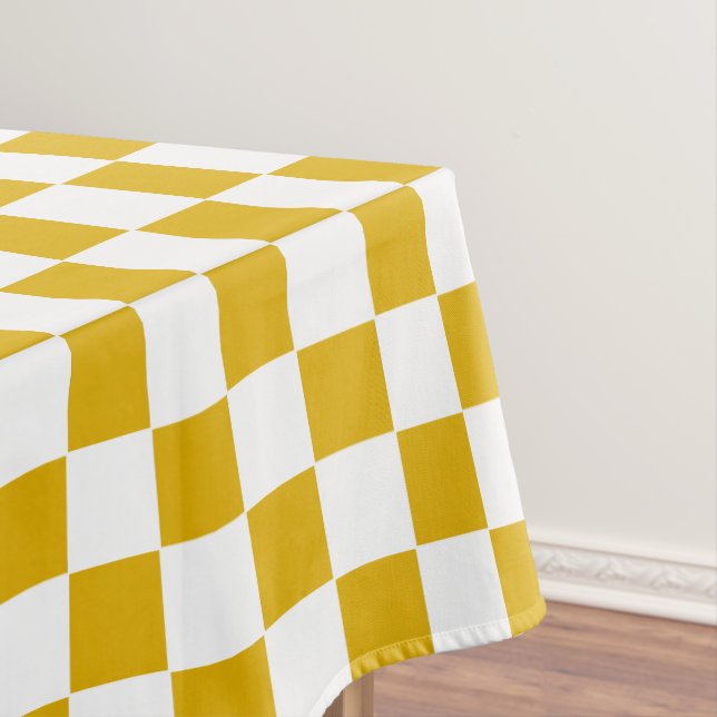 Chequered mustard yellow and White Tablecloth (In Situ)