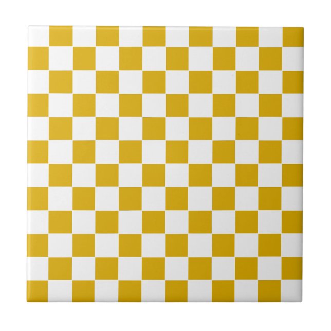 Chequered mustard yellow and White Tile (Front)