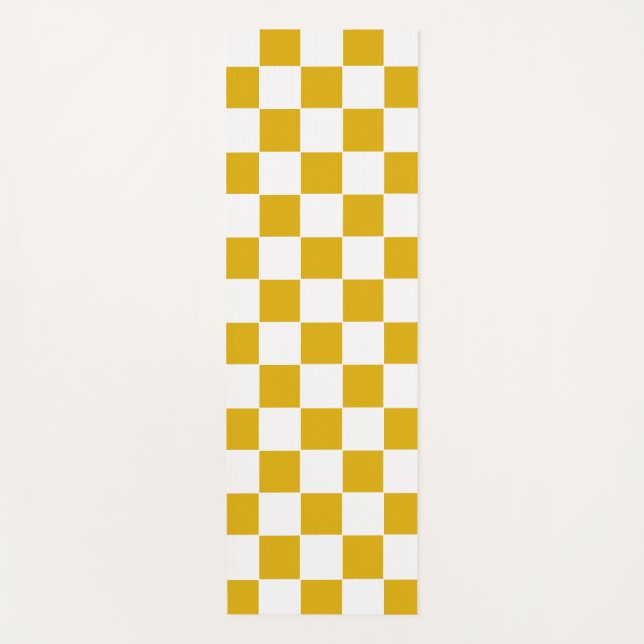 Chequered mustard yellow and White Yoga Mat (Front)