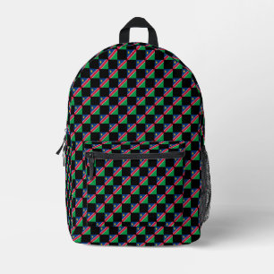 Chequered Namibia Flag Pattern  Printed Backpack