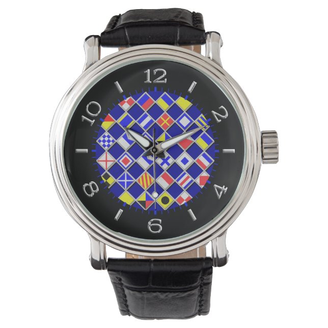 Chequered Nautical Flags Dial Watch (Front)
