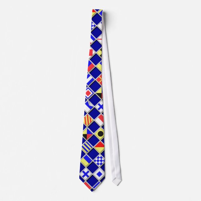 Chequered Nautical Flags Pattern Decor Tie (Front)