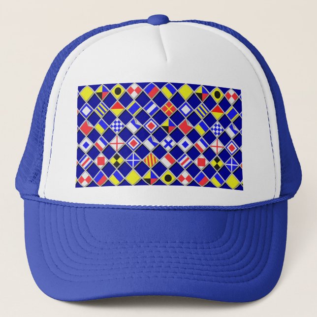 Chequered Nautical Flags Trucker Hat (Front)
