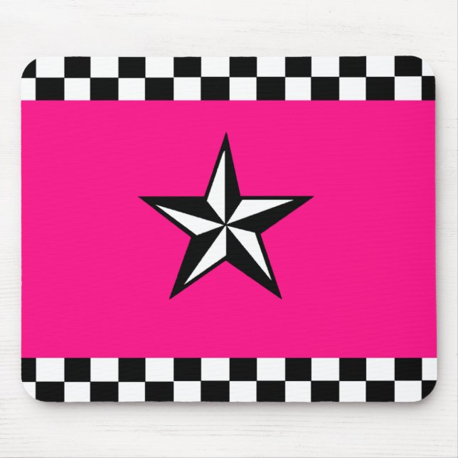 Chequered Nautical Star Mousepad (Front)