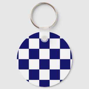 Chequered Navy and White Keychain