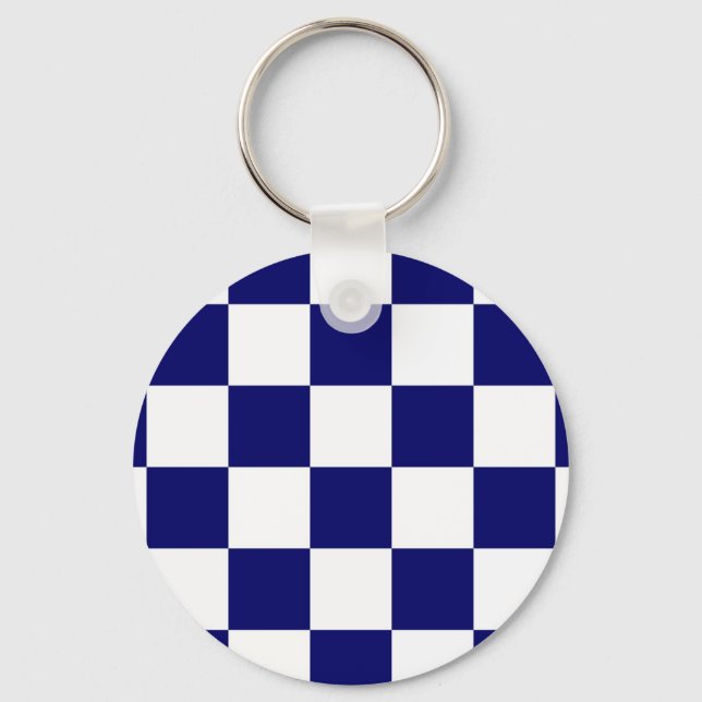Chequered Navy and White Keychain (Front)