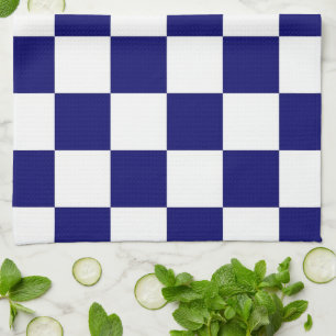 Chequered Navy and White Kitchen Towel