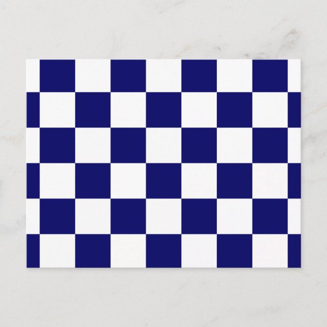 Chequered Navy and White Postcard (Front)