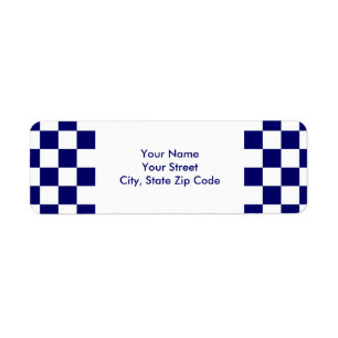 Chequered Navy and White return address label