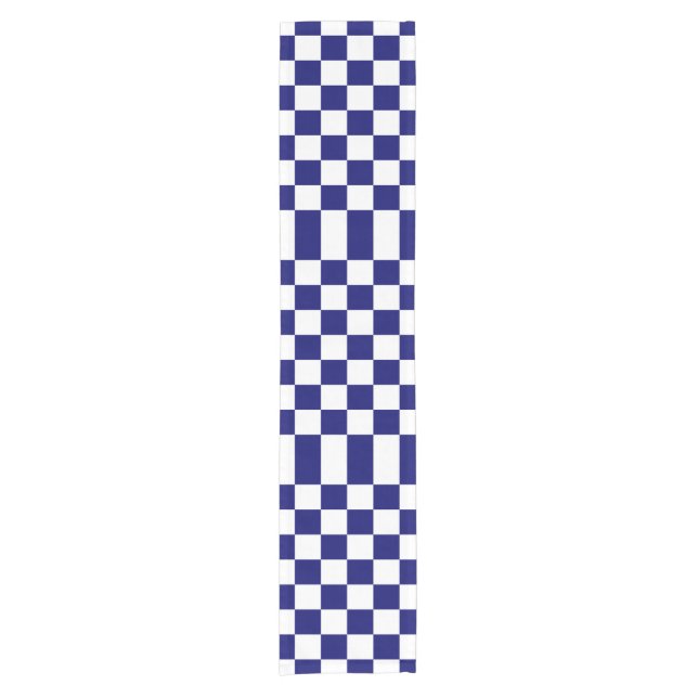 Chequered Navy and White Table Runner (Front)