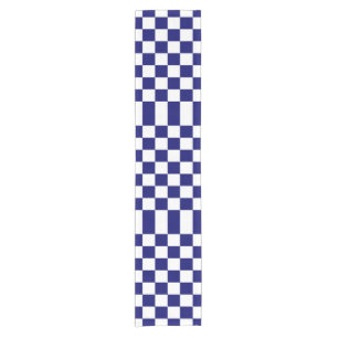 Chequered Navy and White Table Runner