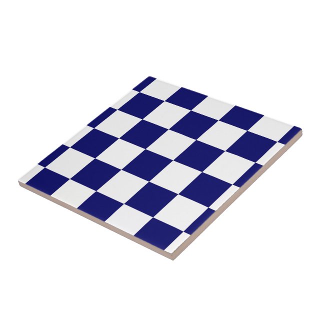 Chequered Navy and White Tile (Side)