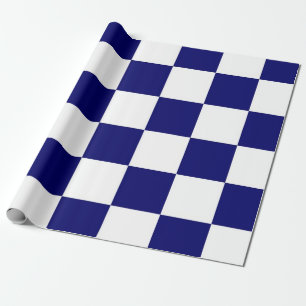 Chequered Navy and White Wrapping Paper