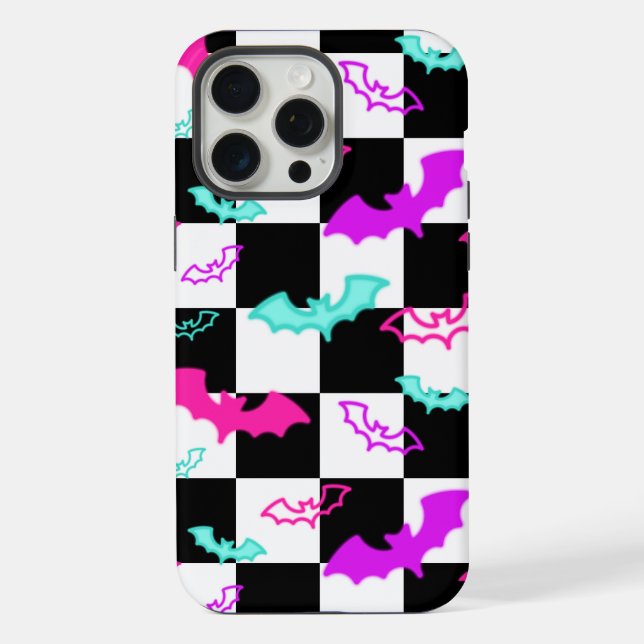 Chequered Neon Bats  iPhone Case (Back)
