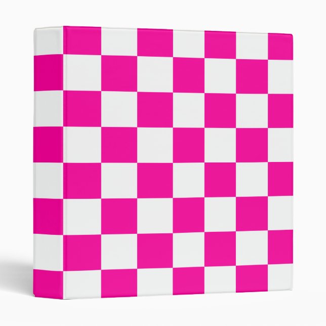 Chequered Neon Pink and White  Binder (Front/Spine)