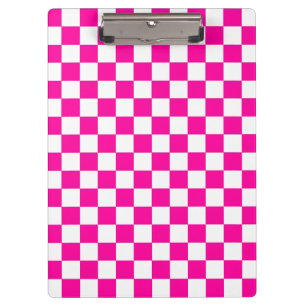 Chequered Neon Pink and White Clipboard