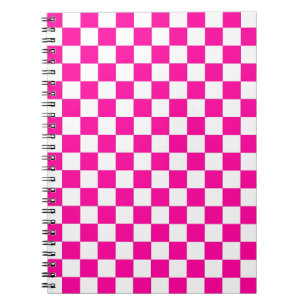 Chequered Neon Pink and White  Notebook