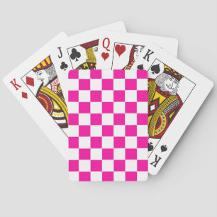 Chequered Neon Pink and White  Playing Cards