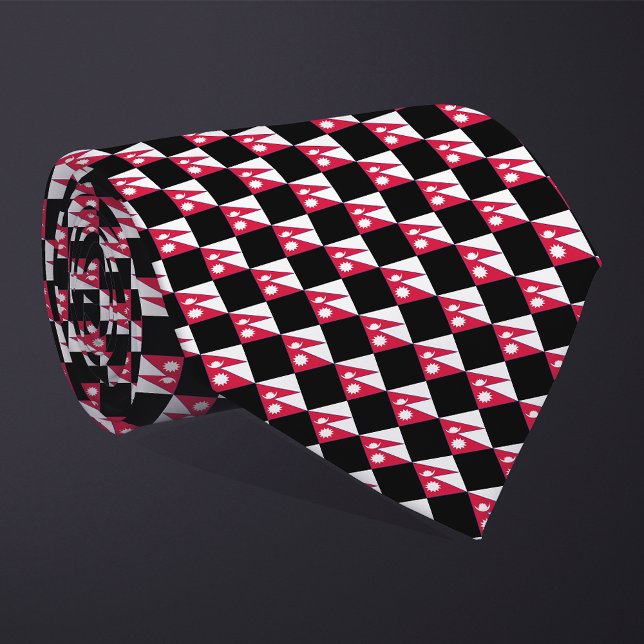Chequered Nepal Flag Pattern  Tie (Creator Uploaded)