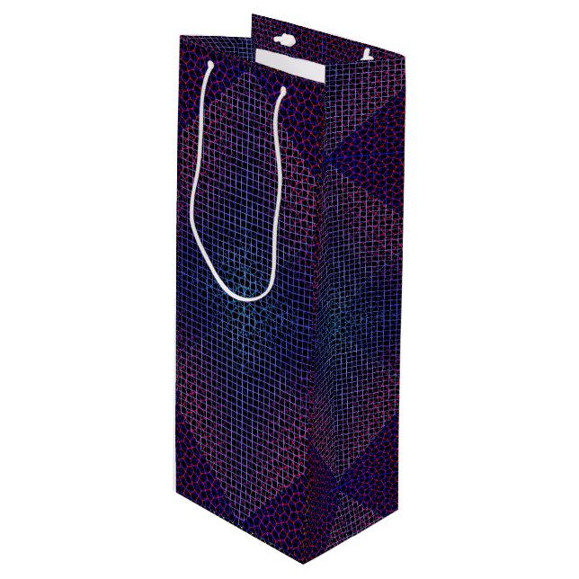 Chequered Net pattern 01 Black BG Wine Gift Bag (Front Angled)