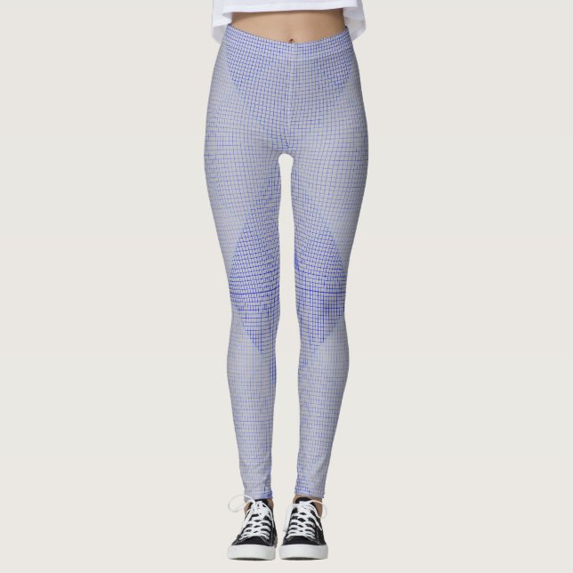 Chequered Net pattern 02 LGrey BG Leggings (Front)
