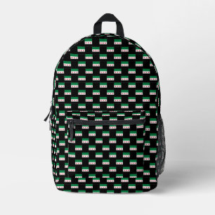 Chequered New Syria Flag Pattern  Printed Backpack