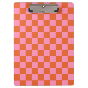 Chequered Orange and Pink  Clipboard