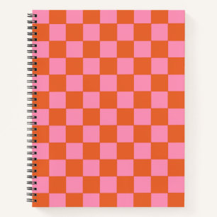 Chequered Orange and Pink  Notebook