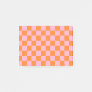 Chequered Orange and Pink Post-it Notes