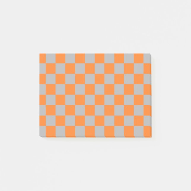 Chequered Orange and Silver Post-it Notes (Front)