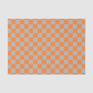 Chequered Orange and Silver Tissue Paper