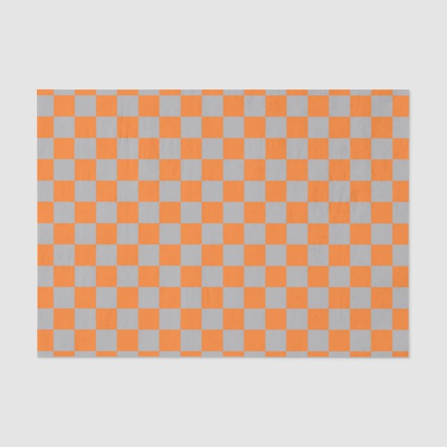 Chequered Orange and Silver Tissue Paper (Front)
