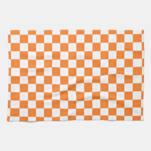 Chequered Orange and White Kitchen Towel