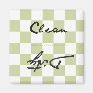 Chequered Pale Green Clean or Dirty Magnet