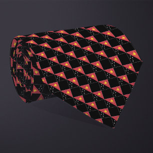 Chequered Papua New Guinea Flag Pattern  Tie