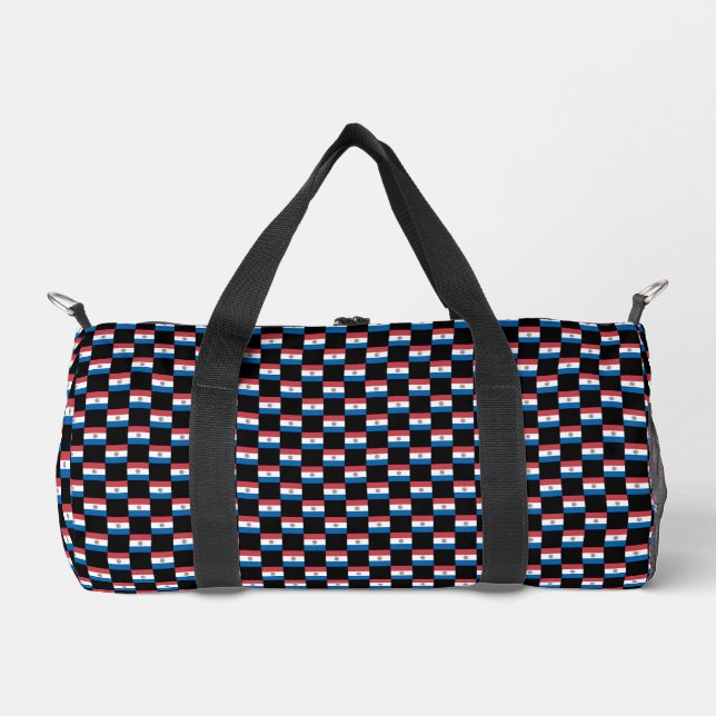 Chequered Paraguay Flag Pattern  Duffle Bag (Front)