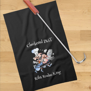 Chequered Past Pig Mascot Griller Blk Custom Kitchen Towel