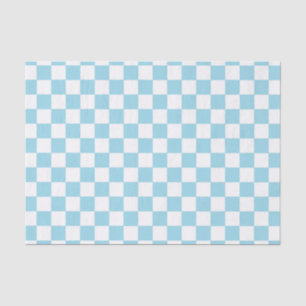 Chequered Pastel Blue and White Tissue Paper