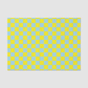 Chequered Pastel Blue and Yellow Tissue Paper