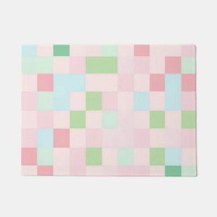 Chequered Pastel Cottagecore Spring Entryway Charm Doormat