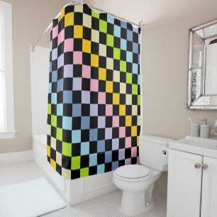 Chequered Pastel Rainbow Black