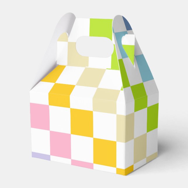 Chequered Pastel Rainbow Favor Box (Front Side)
