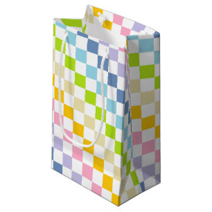 Chequered Pastel Rainbow Small Gift Bag