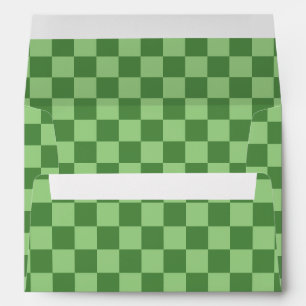 Chequered pastel sage green squares pattern envelope