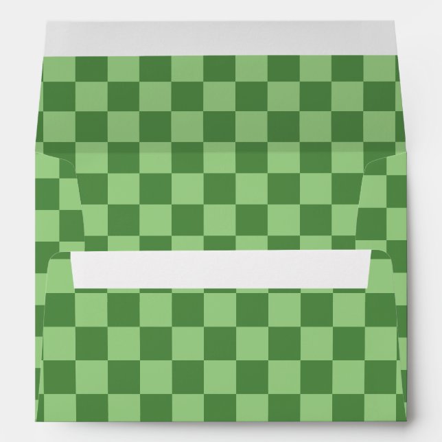Chequered pastel sage green squares pattern envelope (Back (Bottom))