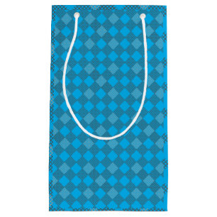 Chequered patches pattern 01 w Lblue BG Small Gift Bag