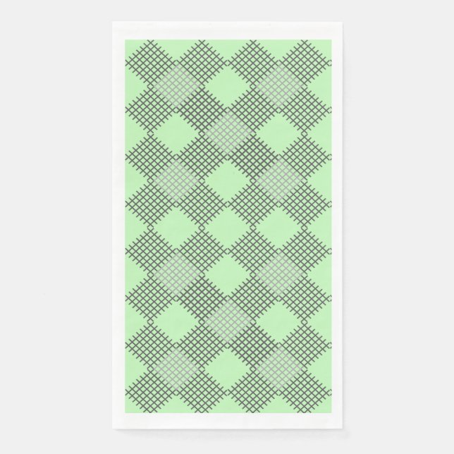Chequered patches pattern 01 w Lgreen BG Napkin (Front)