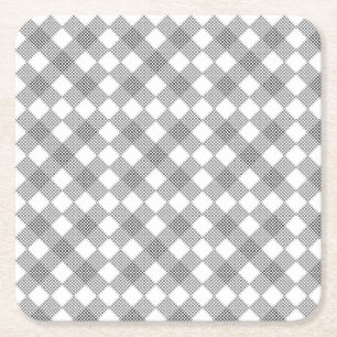 Chequered patches pattern black and white square paper coaster