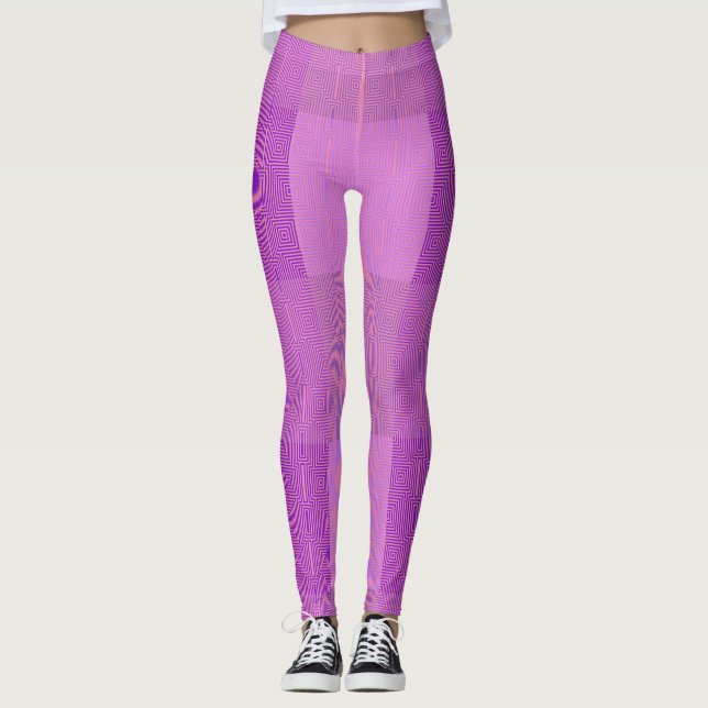 Chequered Pattern 02 Pink Leggings (Front)