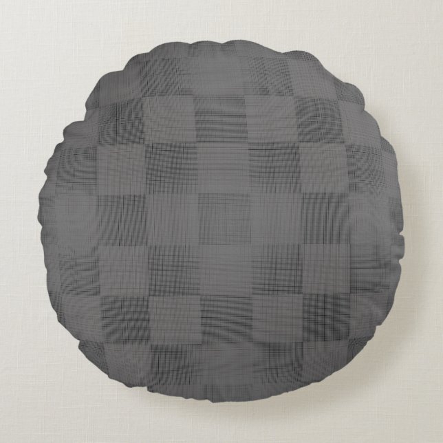 Chequered Pattern 04x4w DGrey BG Round Pillow (Front)